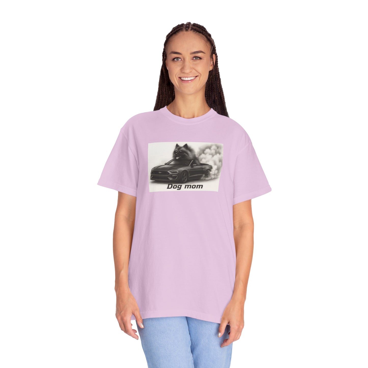 Dog Mom - Keeshond - “Cool Dogs in Cool Cars” T-Shirt Collection