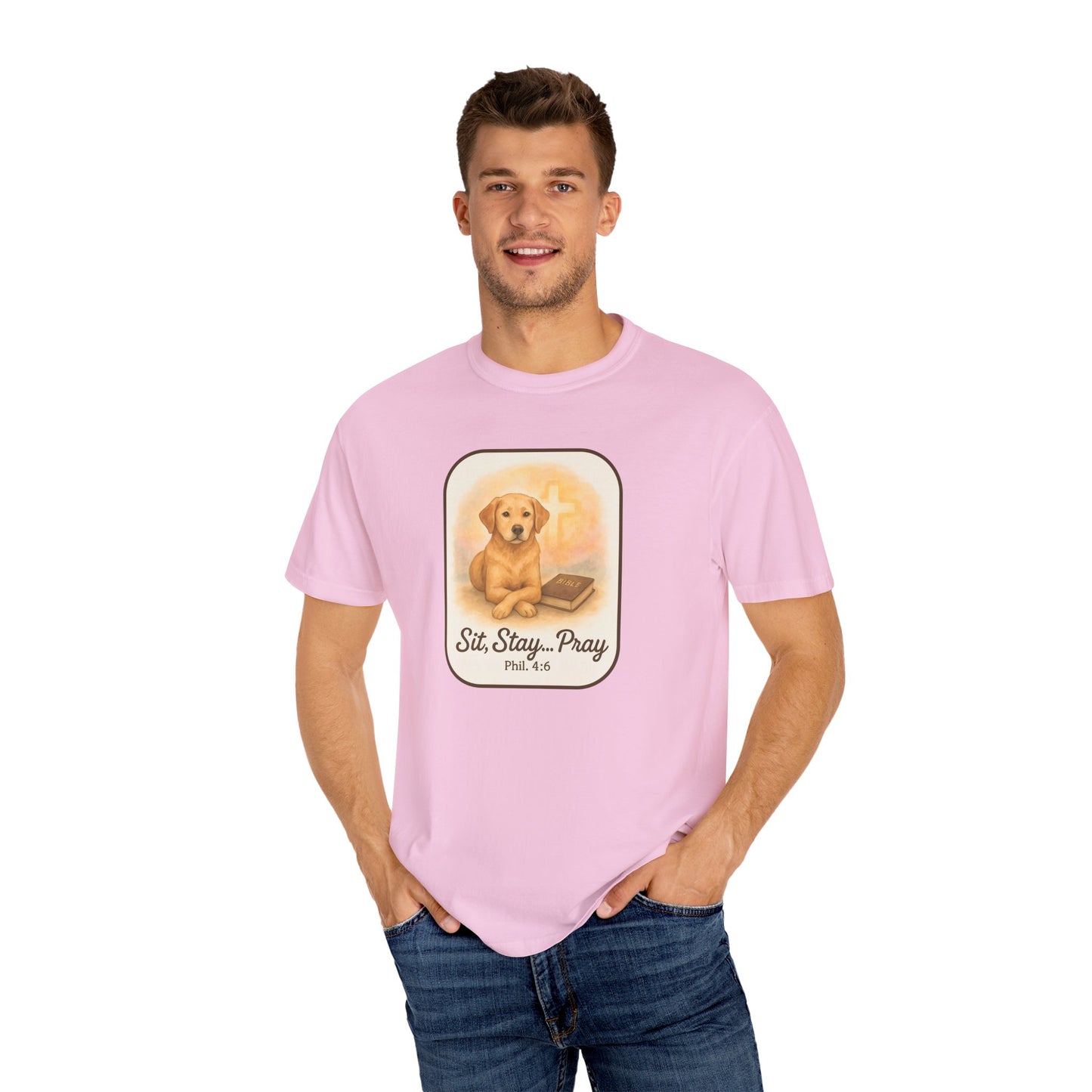 Faith-Inspired Dog Lovers T-Shirt, Unisex Tee, Gift for Pet Owners, Friendship Apparel, Casual Church Wear, Stay Pray Dog Design