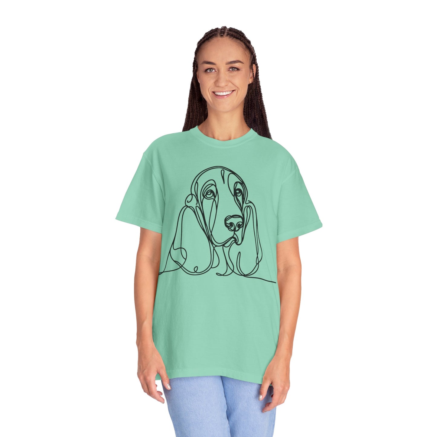 Basset Hound Line Art T-Shirt | Unisex Garment-Dyed Tee