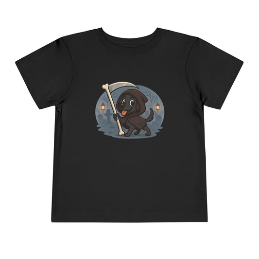 Toddler Short Sleeve Tee with Adorable Cartoon Dog, Fun Kids Halloween T-Shirt, Pet Lover Gift, Spooky Season Outfit, Cute Puppy Apparel