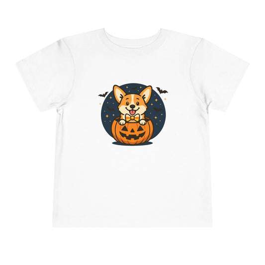 Adorable Halloween Corgi Toddler Tee, Kids Halloween Shirt, Corgi Pumpkin T-Shirt, Toddler Costume Tee, Party Outfit