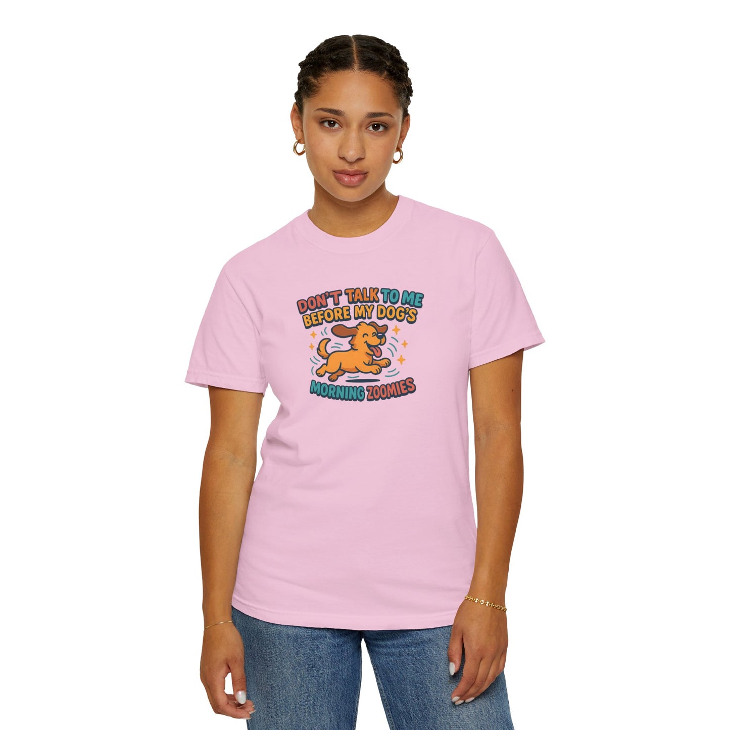 Dog Mom Unisex T-shirt - Don't Talk to Me Before My Dogs Morning Zoomies