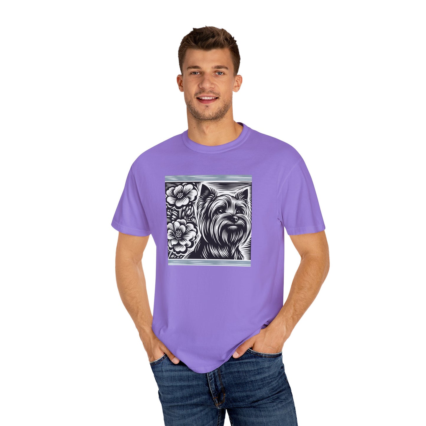 Cute Yorkie Floral T-Shirt for Dog Lovers