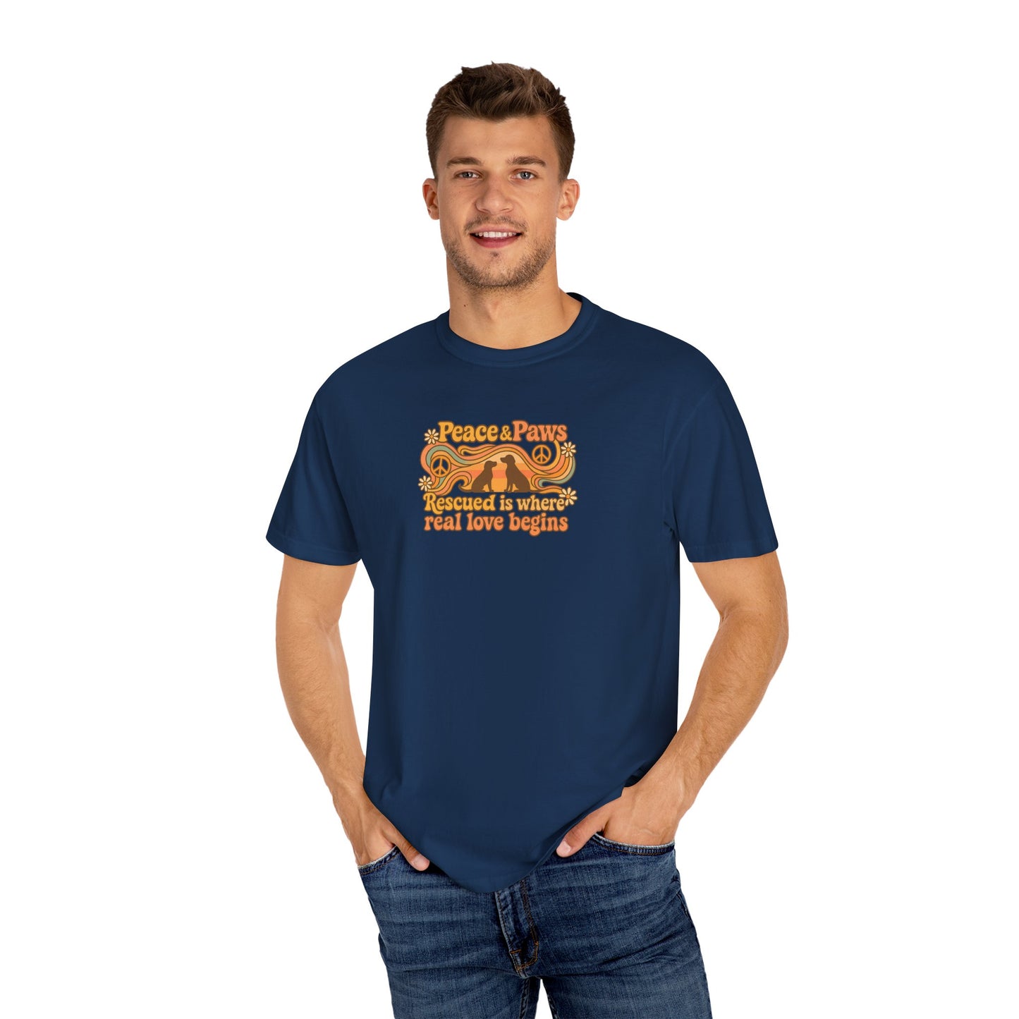 Peace & Paws T-Shirt, Vintage Style Tee