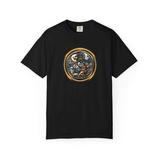 Garment-Dyed Unisex T-Shirt with Artistic Design, Comfortable Everyday Wear, Perfect Gift for Art Lovers, Casual Style, Unique Print Tee