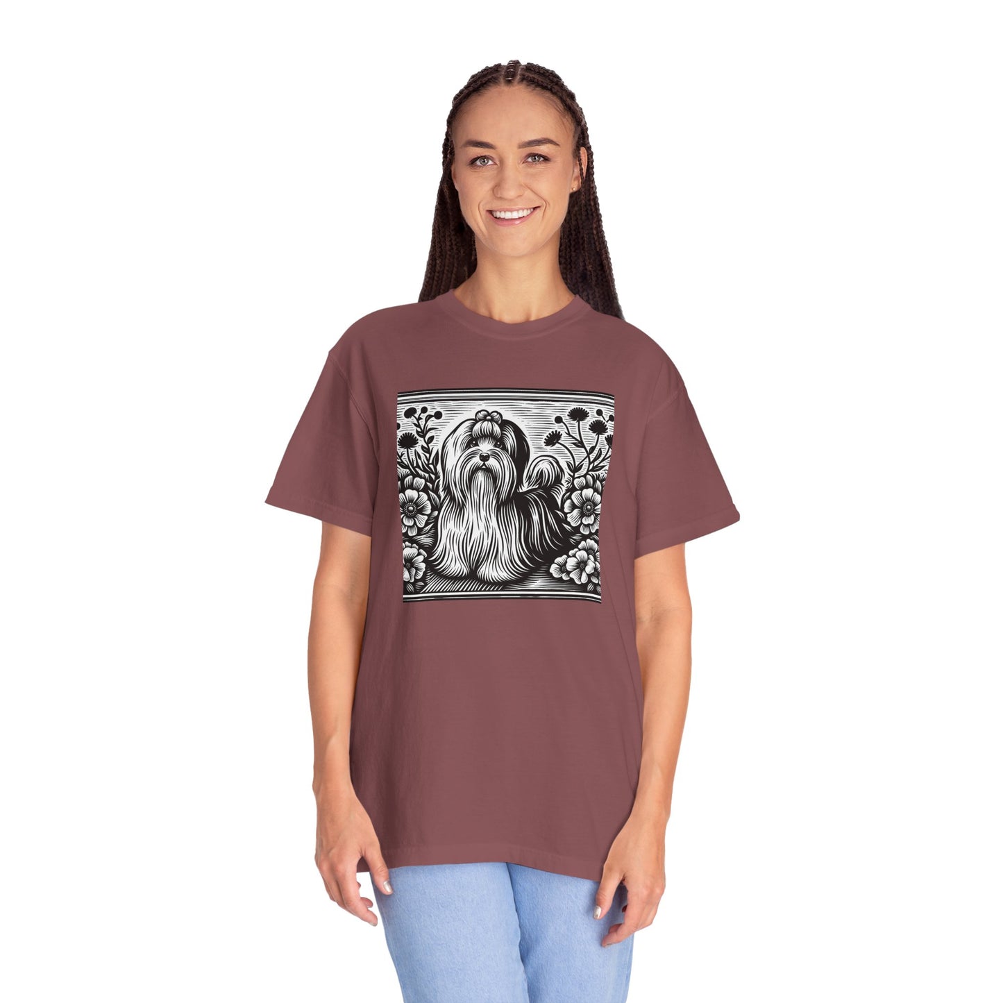Havanese - Unisex Garment-Dyed T-shirt with Floral Dog Design - Perfect for Pet Lovers