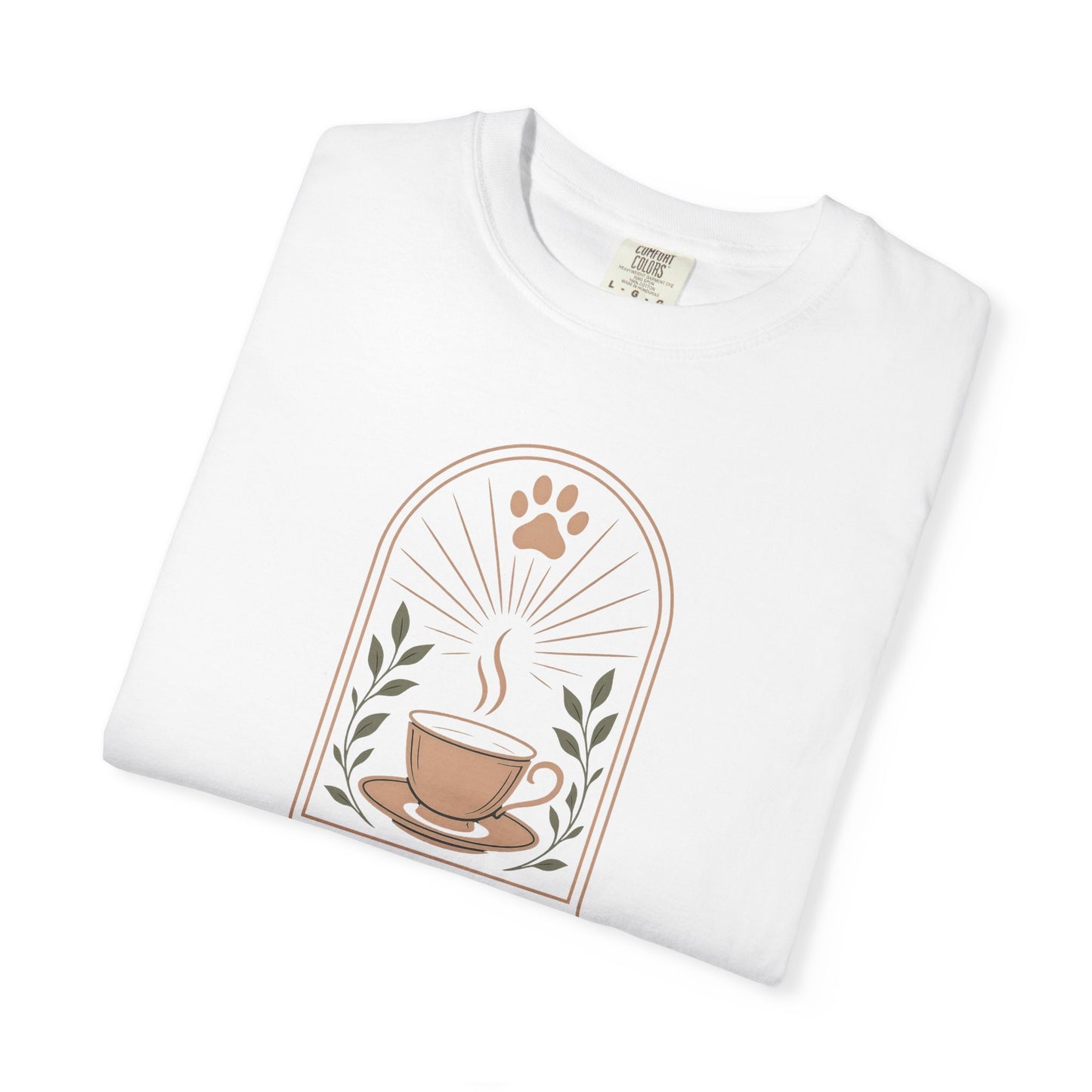 Serenity Coffee and Paws T-Shirt, Unisex Garment-Dyed Tee for Comfort, Perfect Gift for Pet Owners, Relaxation Apparel, Summer Casual [...]