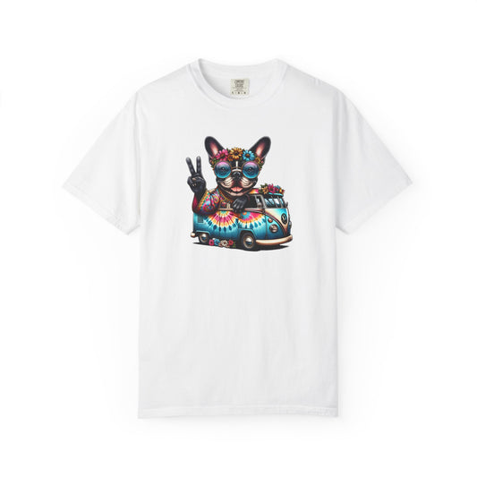 Colorful Peace Sign Dog T-Shirt, Cool Pet Lover Tee, Vintage Style Graphic Shirt, Gift for Dog Owners, Fun Casual Wear
