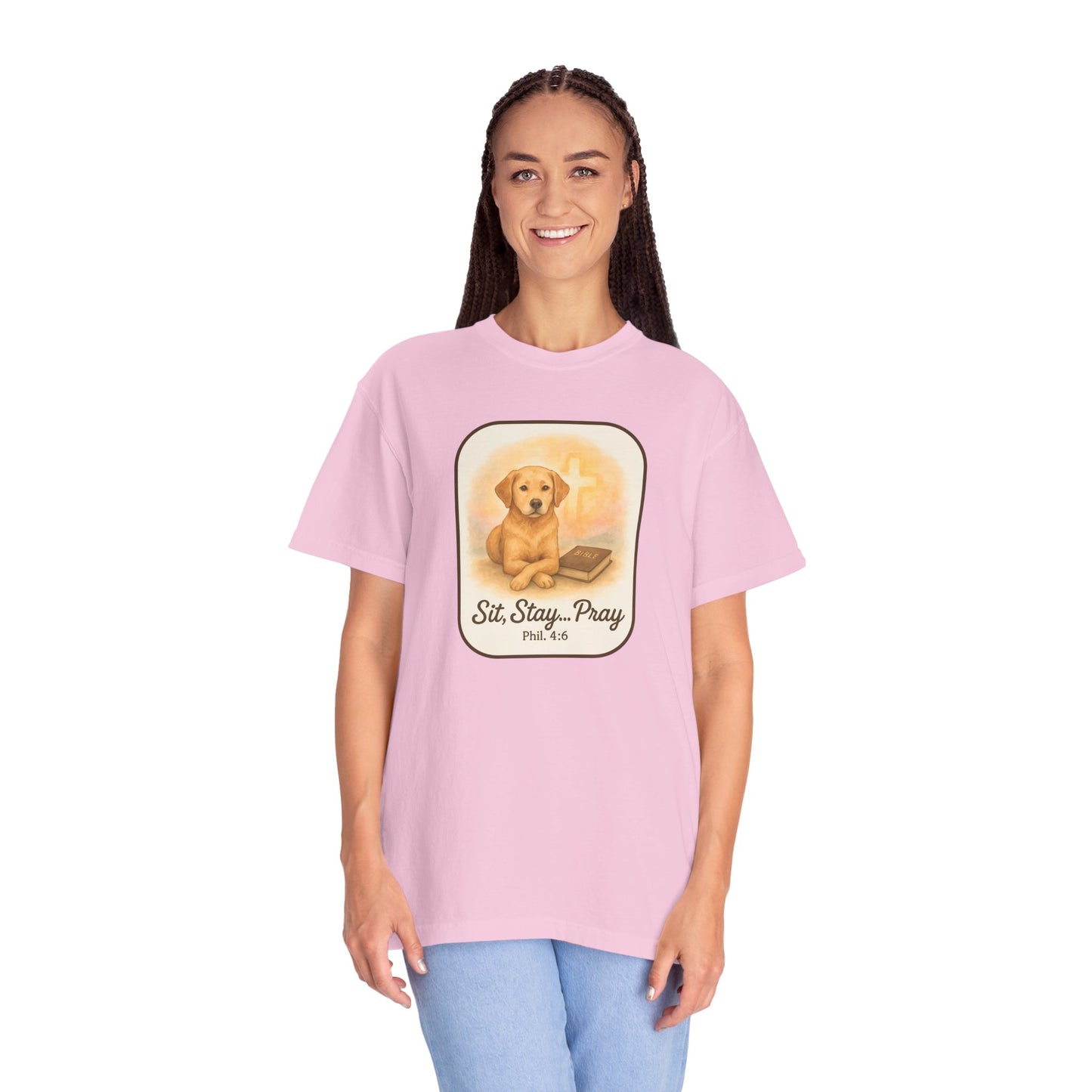 Faith-Inspired Dog Lovers T-Shirt, Unisex Tee, Gift for Pet Owners, Friendship Apparel, Casual Church Wear, Stay Pray Dog Design