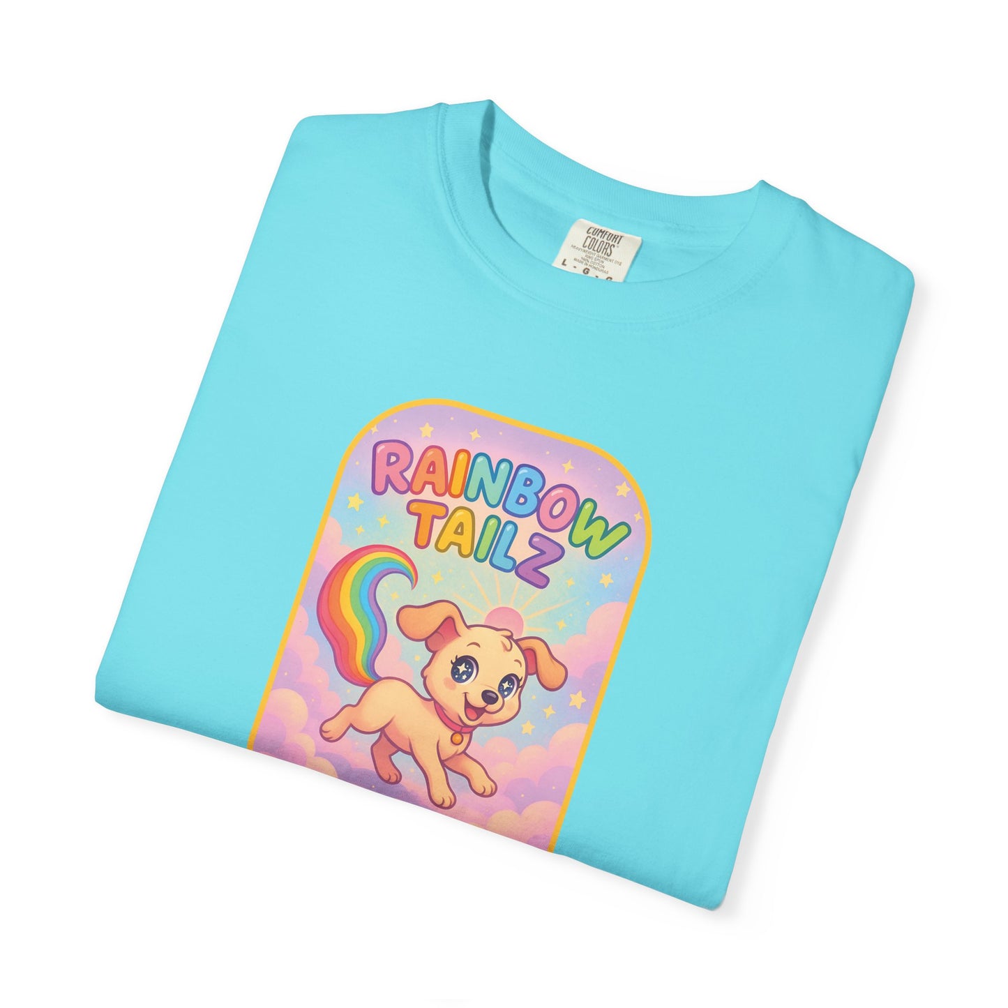 Cute Pet T-Shirt, Rainbow Tail Tee, Graphic Tee for Dog Lovers, Birthday Gift, Cozy Casual Wear, Mother's Day Gift