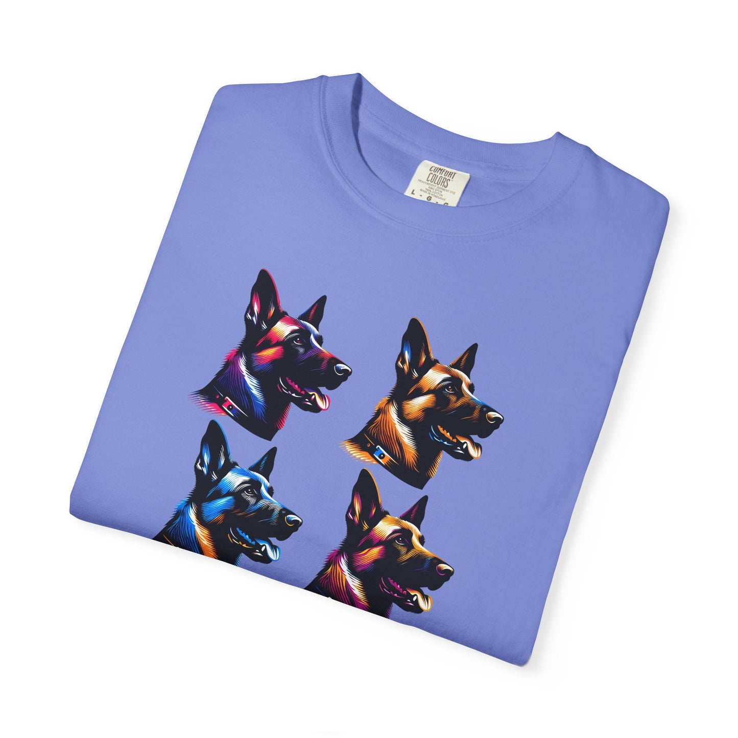 Colorful Belgium Malinois Portrait Unisex Garment-Dyed T-Shirt