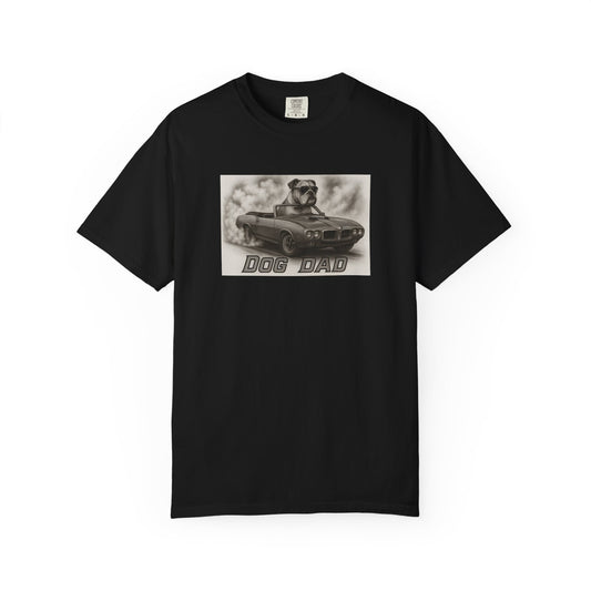 Dog Dad - Bulldog - Cool Dogs in Cool Cars T-Shirt Collection | Funny Dog Lover Apparel for Men