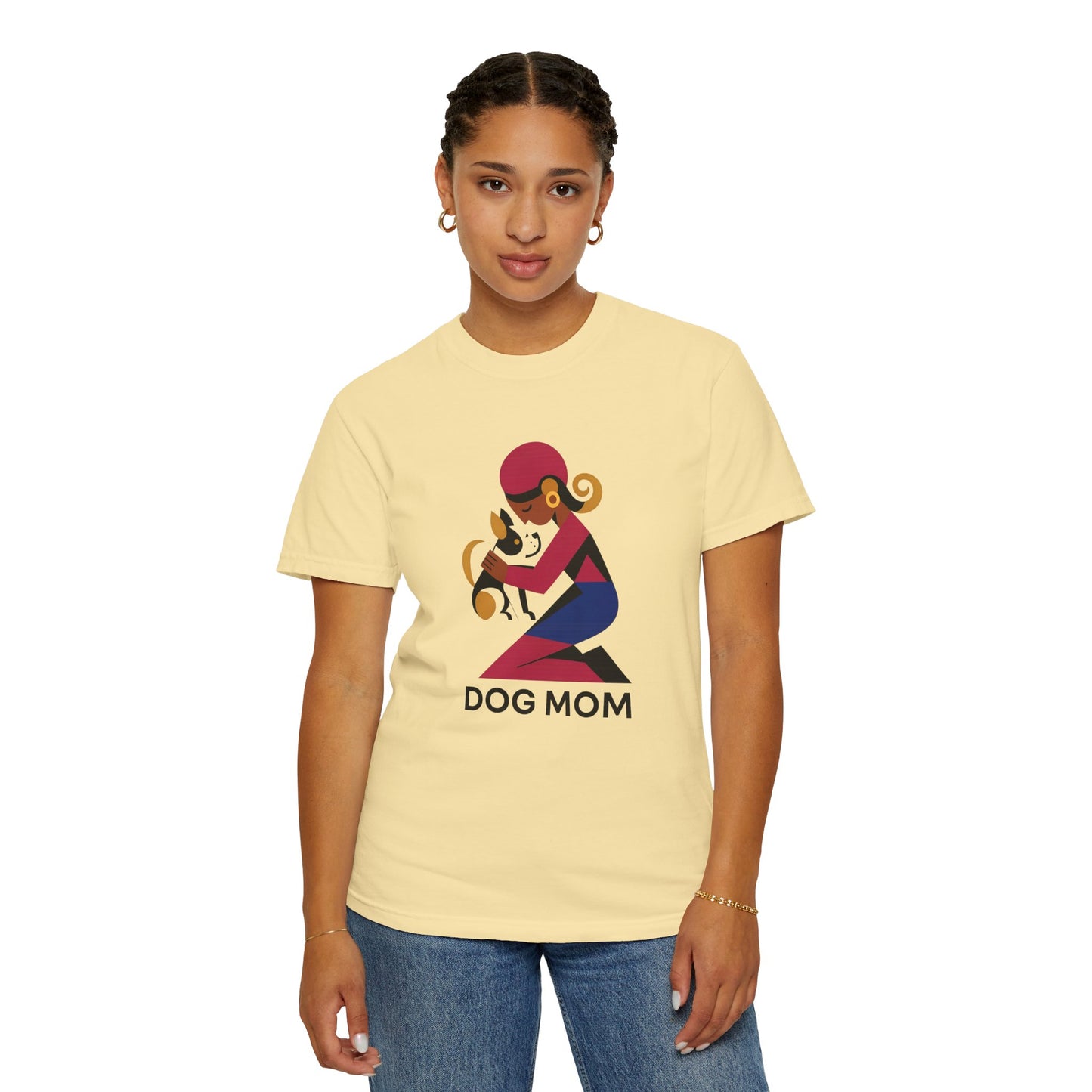 Dog Mom Garment-Dyed T-Shirt, Gift for Dog Lovers, Casual Wear, Pet Owner Apparel, Mother's Day Gift, Animal Lover Tee