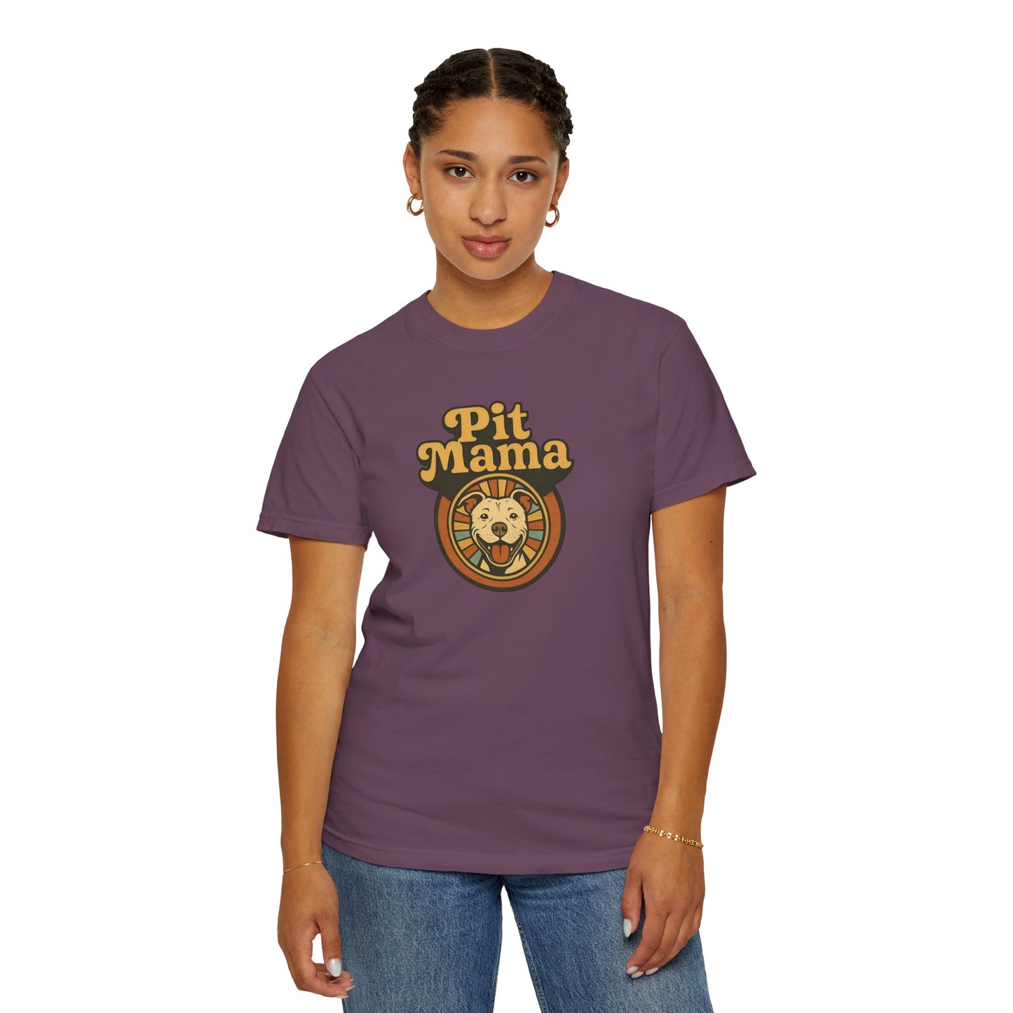 Pit Mama Unisex Garment-Dyed T-shirt | Perfect for Dog Lovers, Animal Advocates, Casual Wear, Mother's Day Gift, Pet Enthusiasts