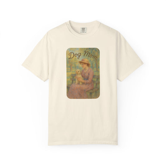 Dog Mom Garment-Dyed T-Shirt - Perfect Gift for Pet Lovers, Casual Wear, Dog Owners, Mother's Day, Dog-Themed Apparel