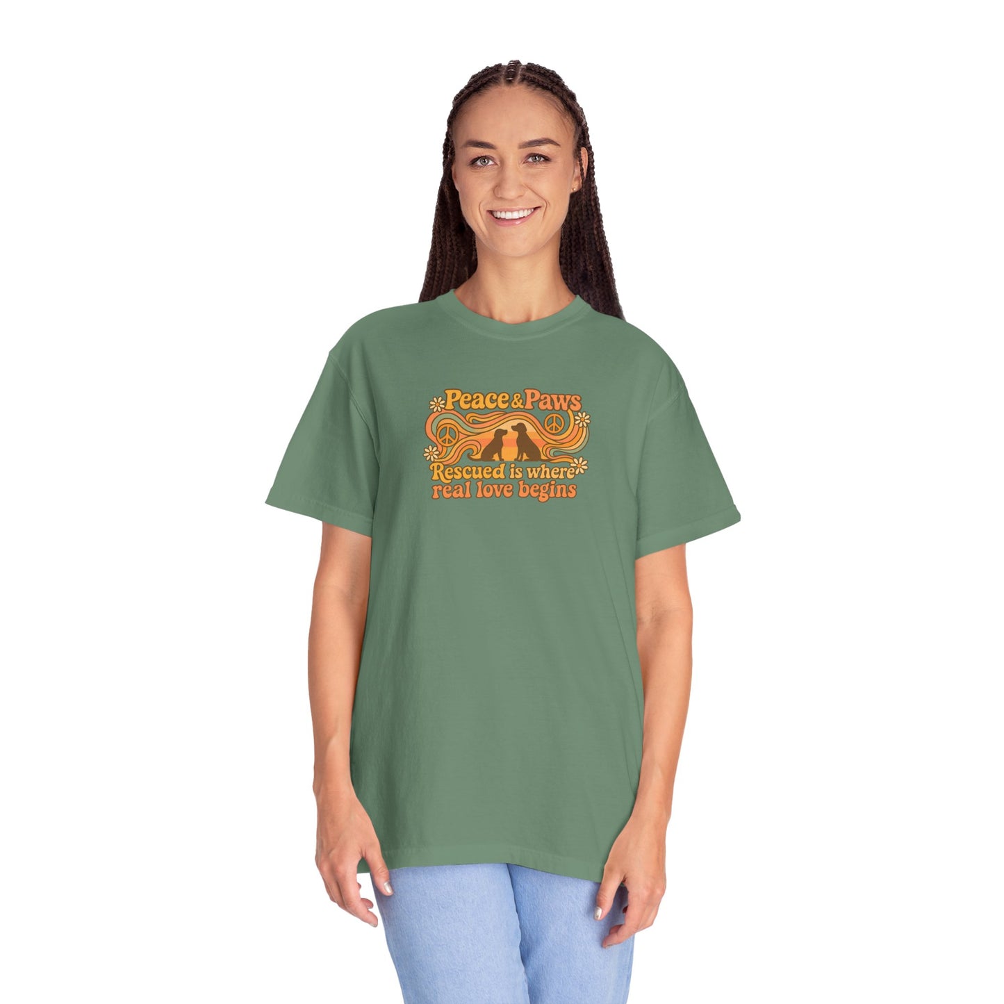 Peace & Paws T-Shirt, Vintage Style Tee
