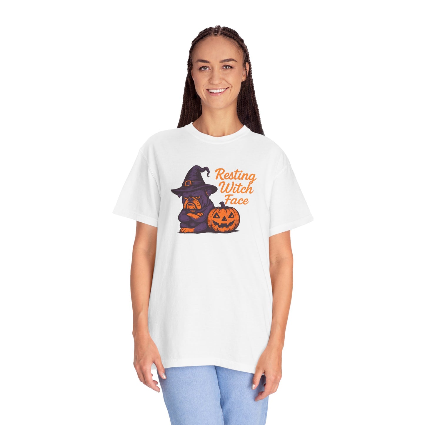 Halloween Bulldog Witch T-Shirt, Funny Resting Witch Face Tee