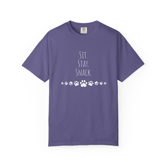 Unisex Pet Lover T-shirt - "Sit. Stay. Snack."