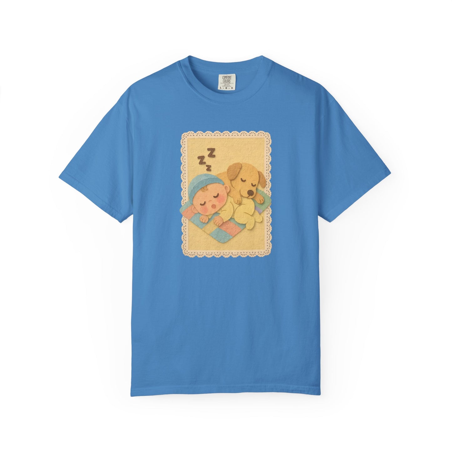 Cute Dreamy T-Shirt, Cartoon Sleepy Baby and Puppy Design, Cozy Gift for Kids, Fun Sleepwear, Nursery Decor, Pet Lover Gift