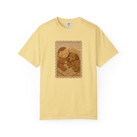 Cute Baby & Puppy Graphic Tee, Cozy Shirt for Dog Lovers and Parents, Gifts for Baby Showers, Birthdays, or Any Celebration