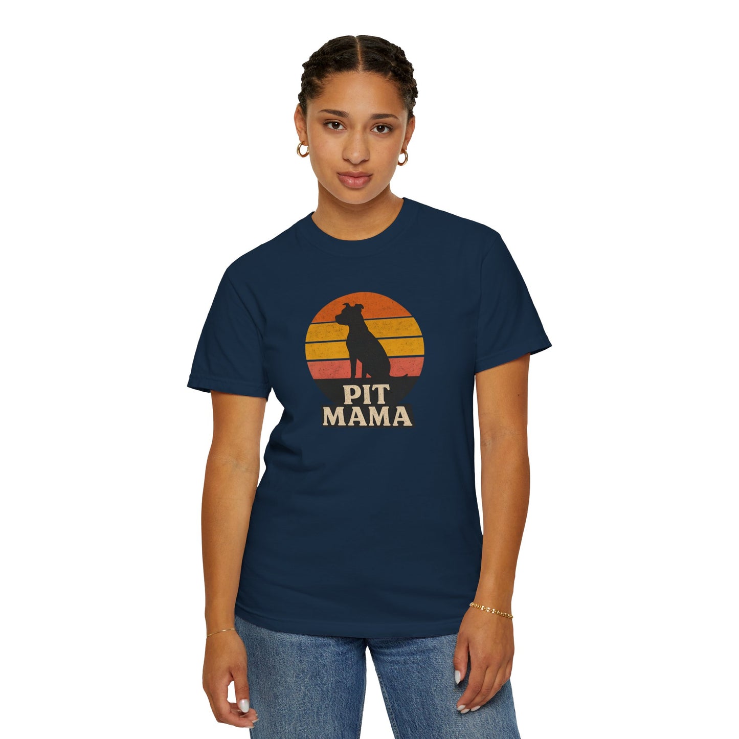 PIT MAMA Unisex Garment-Dyed T-Shirt, Dog Lover Gift, Pet Mom Apparel, Casual Tee, Perfect for Everyday Wear