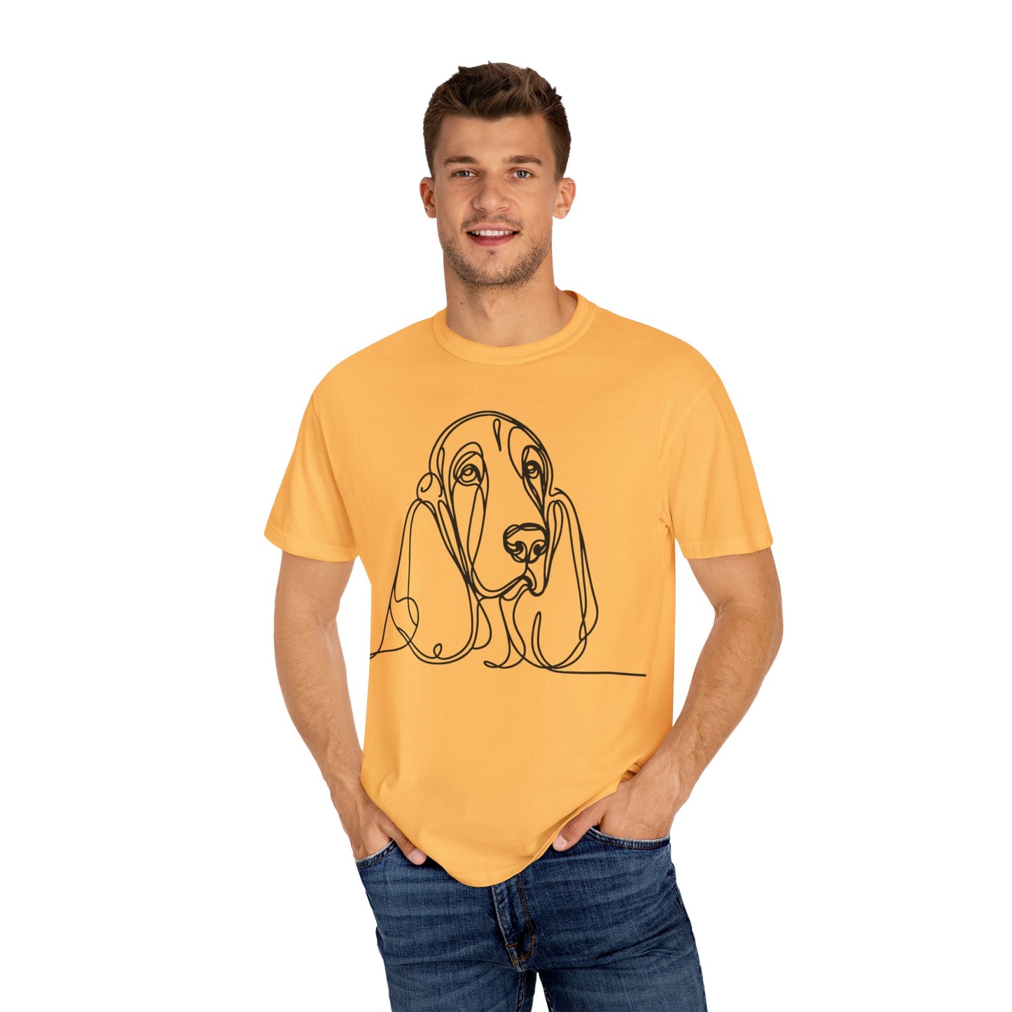 Basset Hound Line Art T-Shirt | Unisex Garment-Dyed Tee
