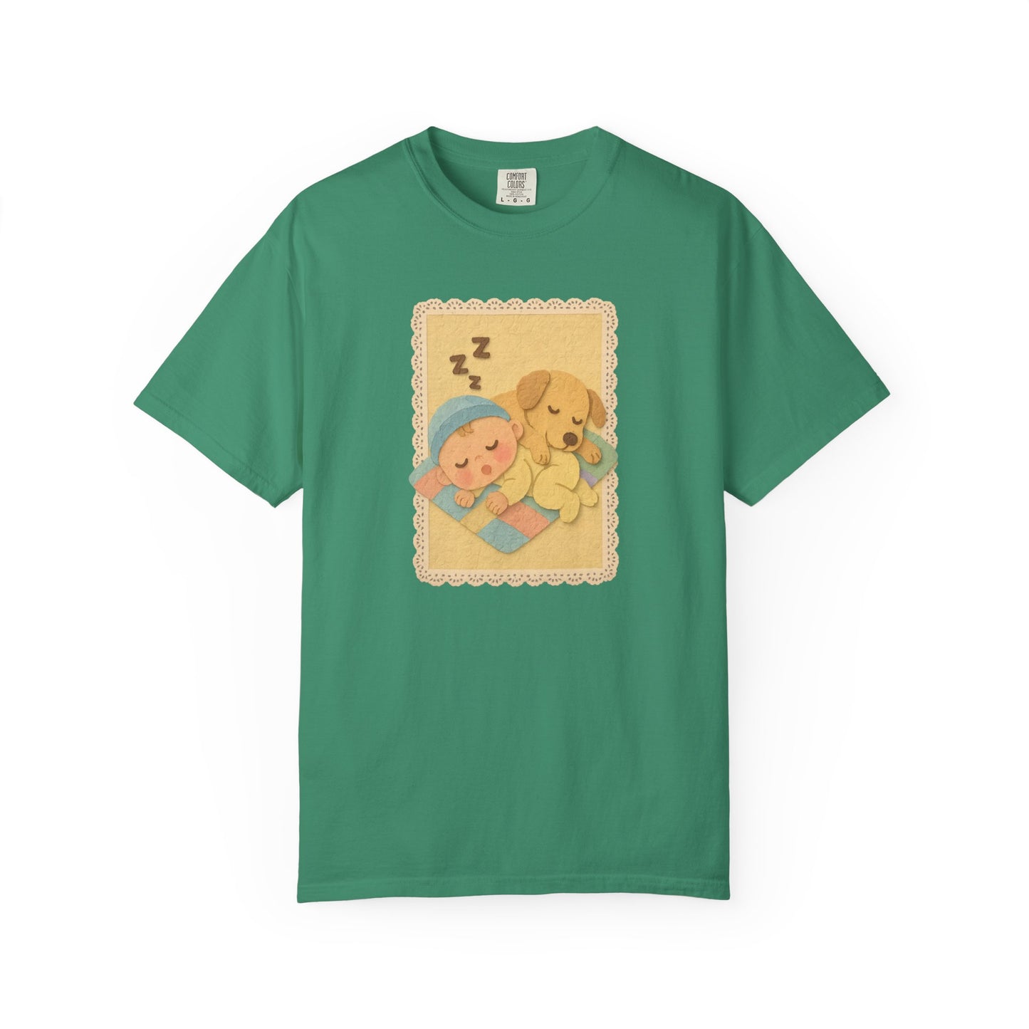 Cute Dreamy T-Shirt, Cartoon Sleepy Baby and Puppy Design, Cozy Gift for Kids, Fun Sleepwear, Nursery Decor, Pet Lover Gift